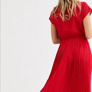 new look red pleated dress